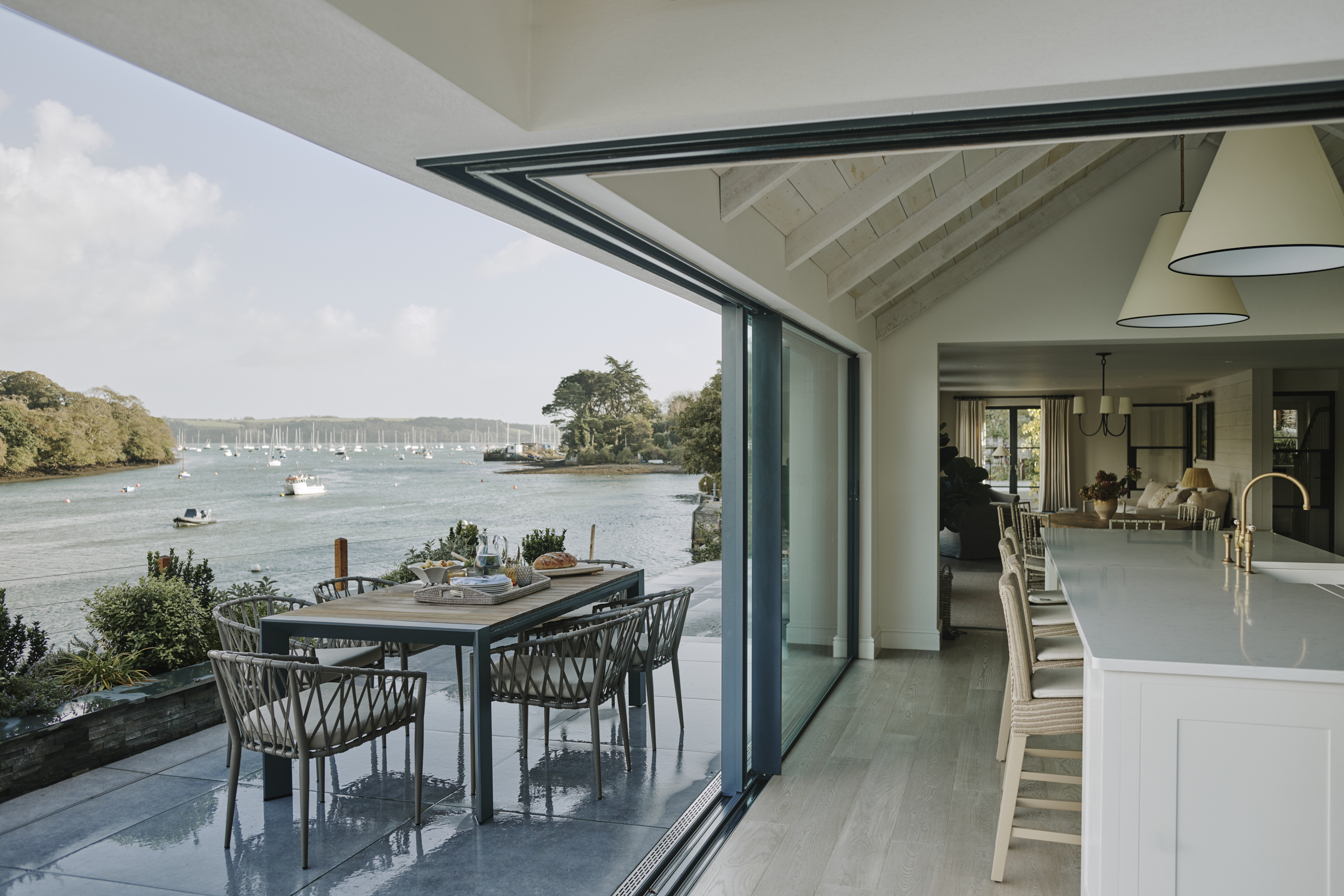 Outdoor terrace with estuary view