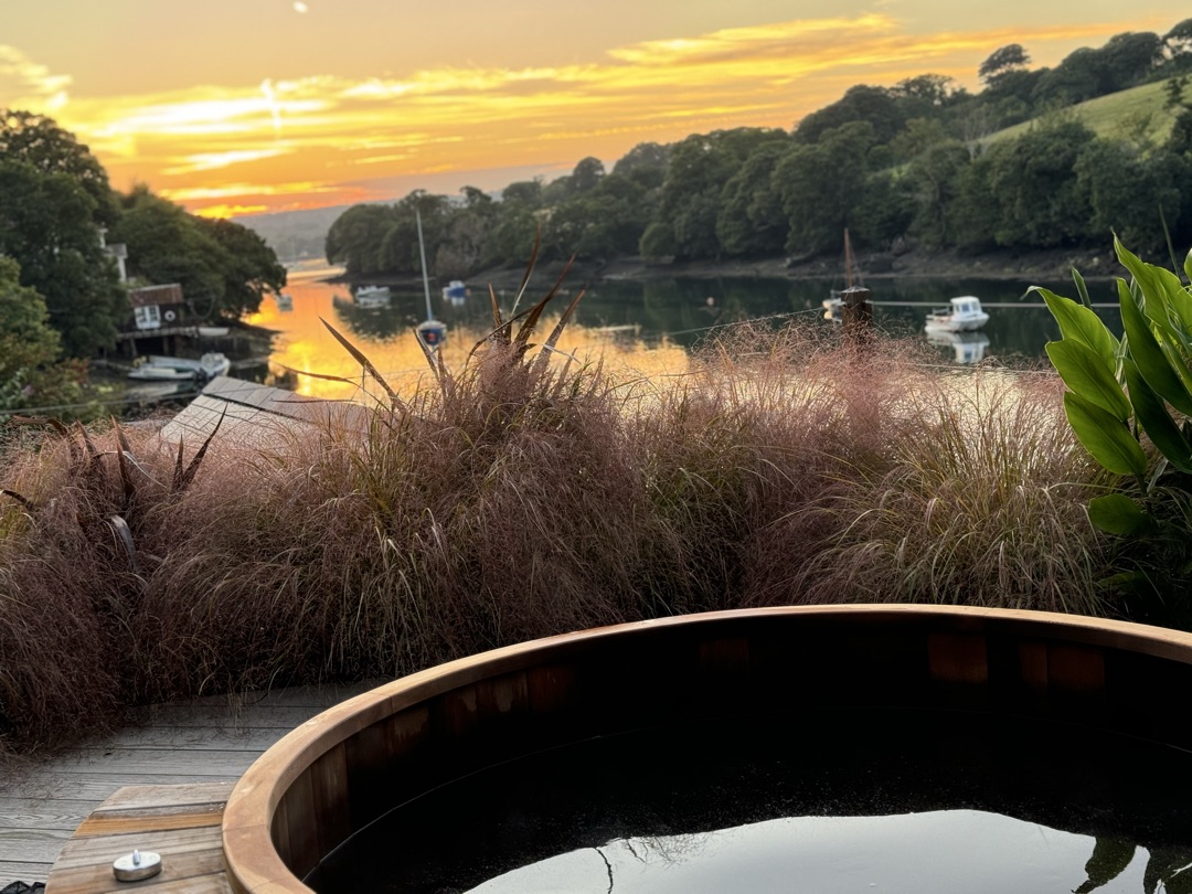 Golden sunset from the hot tub
